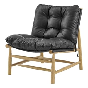 NPD Furniture Oswald Faux Leather Tufted Accent Chair in Casa Black