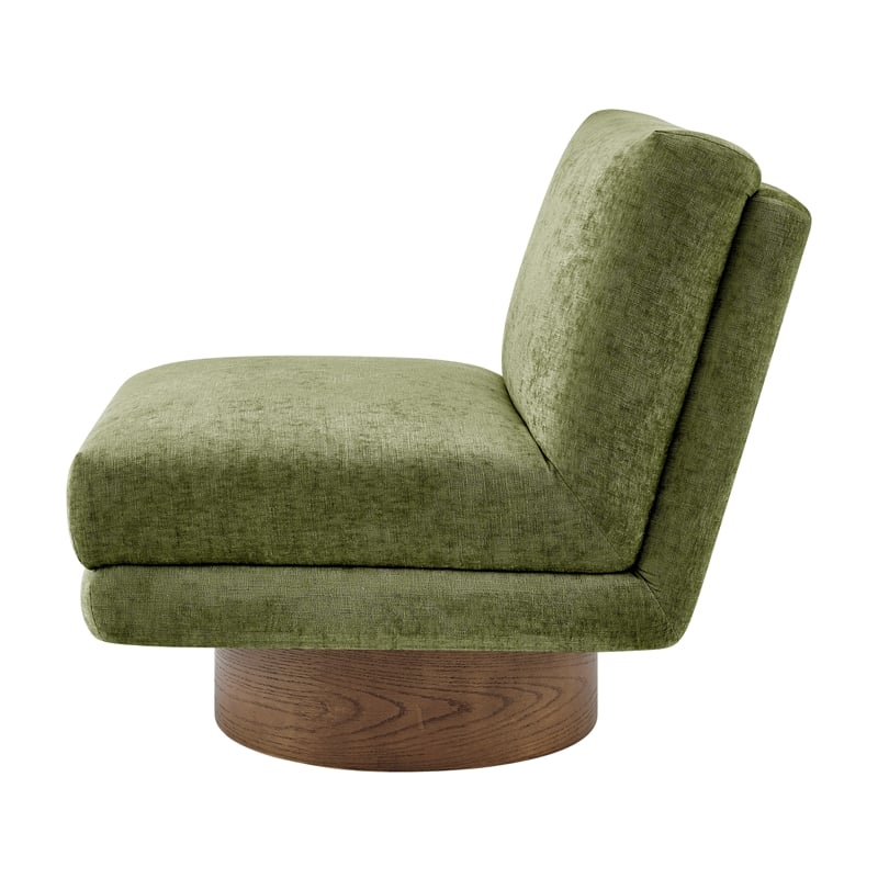 NPD Furniture Zenda Fabric Swivel Accent Chair w/ Wooden Base in Green