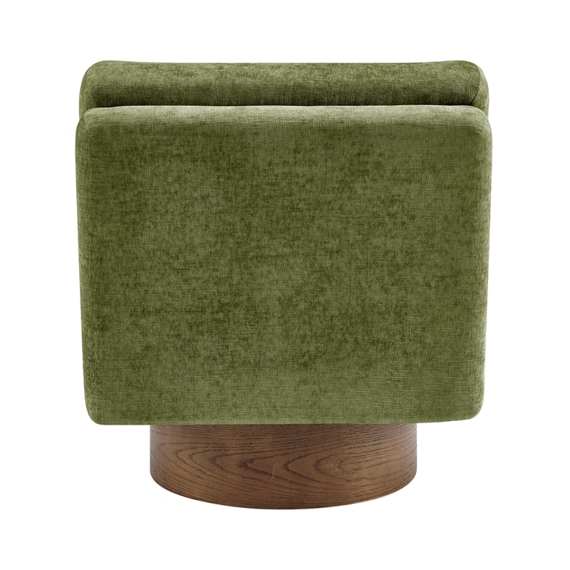 NPD Furniture Zenda Fabric Swivel Accent Chair w/ Wooden Base in Green