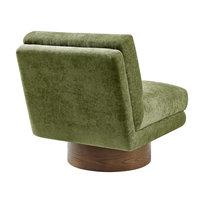 NPD Furniture Zenda Fabric Swivel Accent Chair w/ Wooden Base in Green