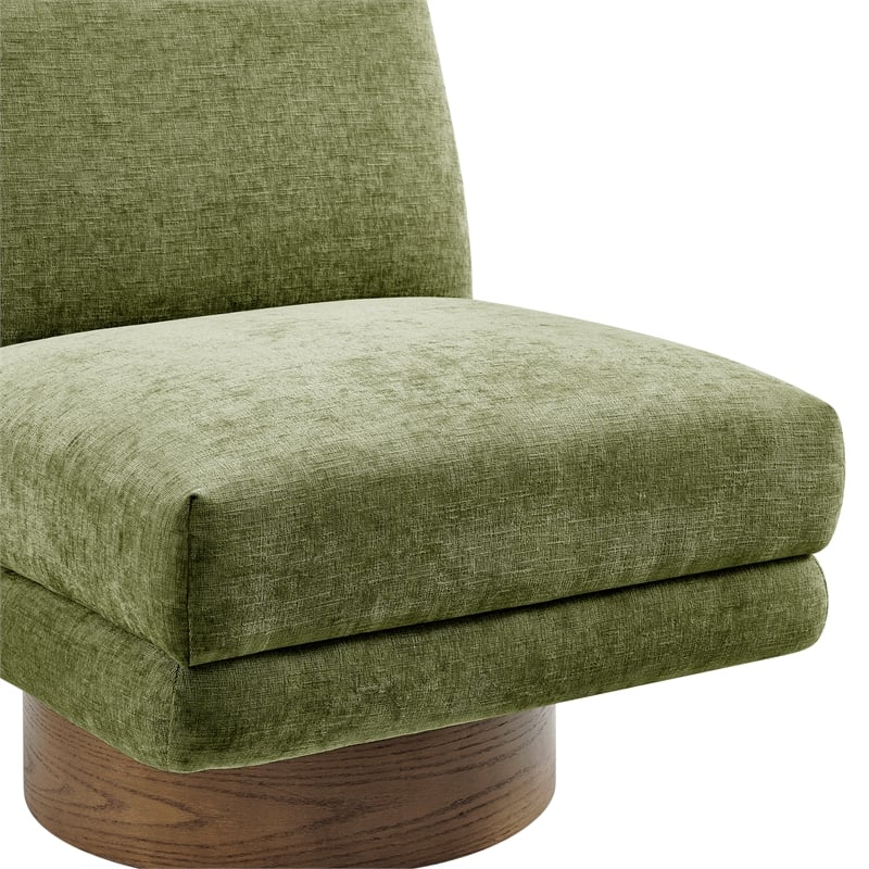 NPD Furniture Zenda Fabric Swivel Accent Chair w/ Wooden Base in Green