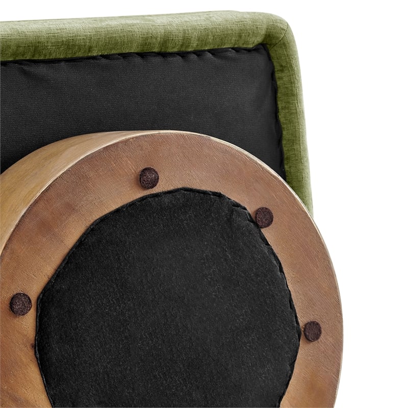 NPD Furniture Zenda Fabric Swivel Accent Chair w/ Wooden Base in Green