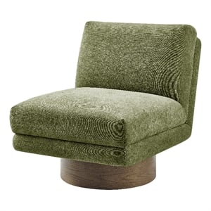 New Pacific Direct Zenda Fabric Swivel Accent Chair w/ Wooden Base in Green