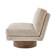 NPD Furniture Zenda Fabric Swivel Accent Chair w/ Wooden Base in Beige