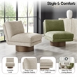 NPD Furniture Zenda Fabric Swivel Accent Chair w/ Wooden Base in Beige