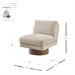 NPD Furniture Zenda Fabric Swivel Accent Chair w/ Wooden Base in Beige