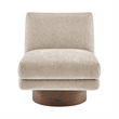 NPD Furniture Zenda Fabric Swivel Accent Chair w/ Wooden Base in Beige