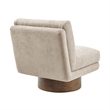 NPD Furniture Zenda Fabric Swivel Accent Chair w/ Wooden Base in Beige