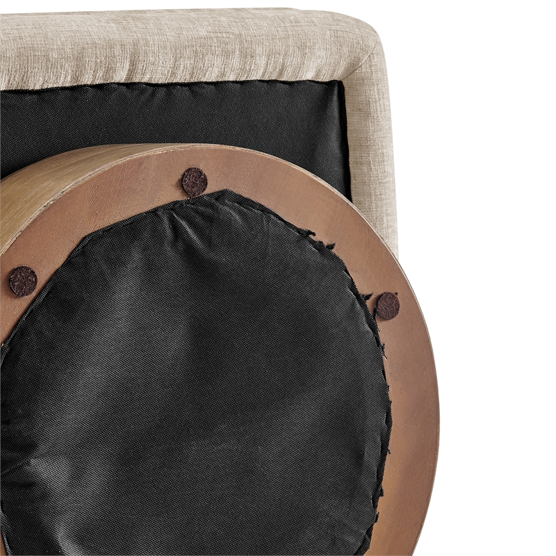 NPD Furniture Zenda Fabric Swivel Accent Chair w/ Wooden Base in Beige