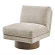 NPD Furniture Zenda Fabric Swivel Accent Chair w/ Wooden Base in Beige