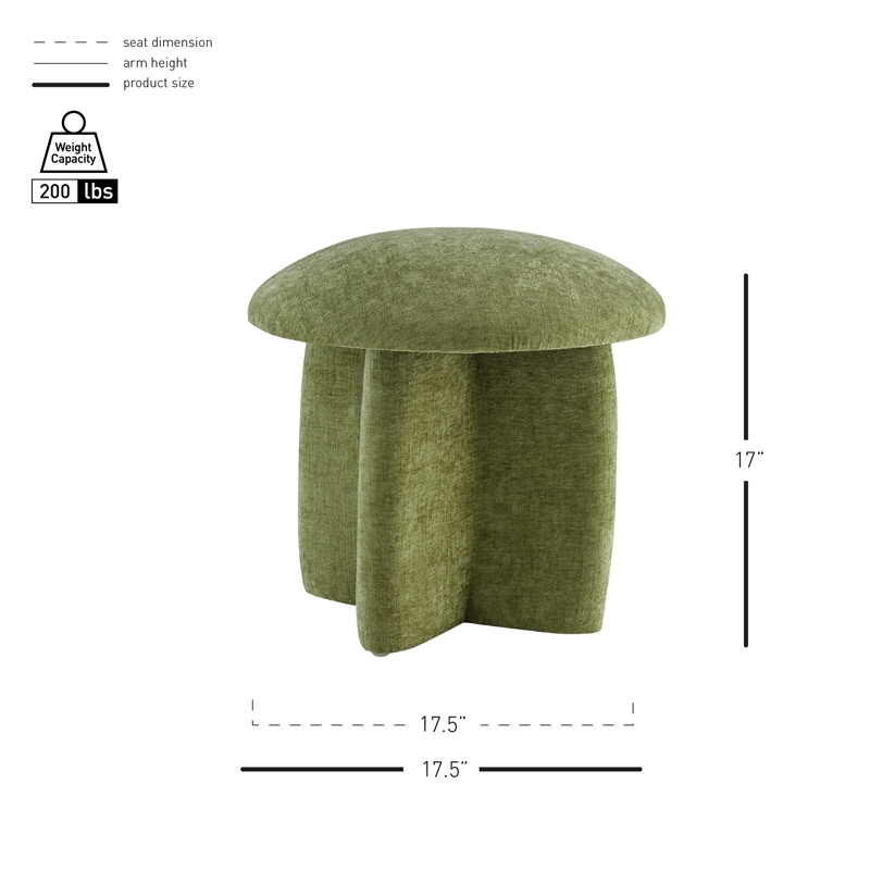 New Pacific Direct Cielo Fabric Ottoman in Millburry Green