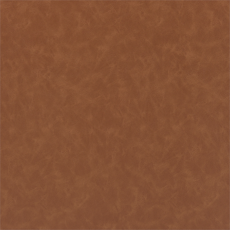 New Pacific Direct Elora Faux Leather Round Ottoman in Vintage Cider