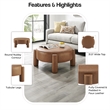 NPD Furniture Elora Faux Leather Round Ottoman in Vintage Cider