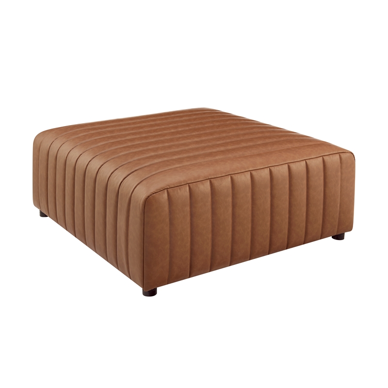 NPD Furniture Harland Faux Leather Square Coffee Table/Ottoman in Brown