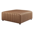 NPD Furniture Harland Faux Leather Square Coffee Table/Ottoman in Brown