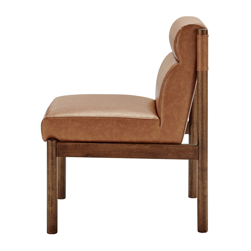 NPD Furniture Micah Faux Leather Dining Side Chair in Vintage Cider