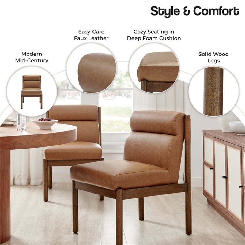 NPD Furniture Micah Faux Leather Dining Side Chair in Vintage Cider