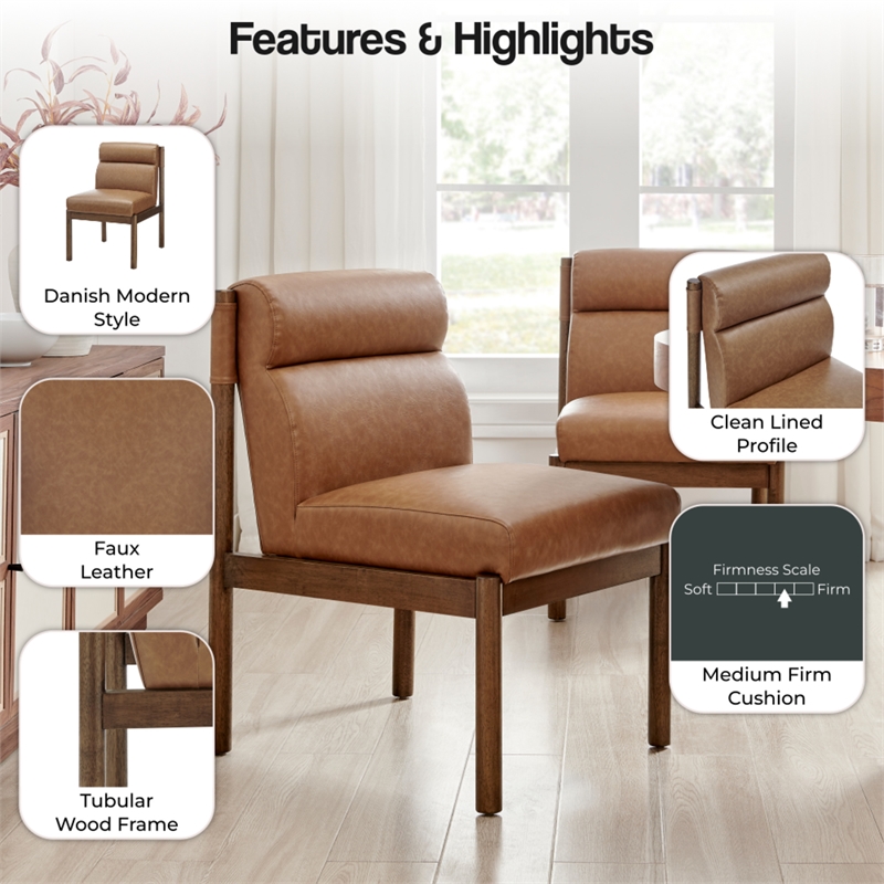 NPD Furniture Micah Faux Leather Dining Side Chair in Vintage Cider