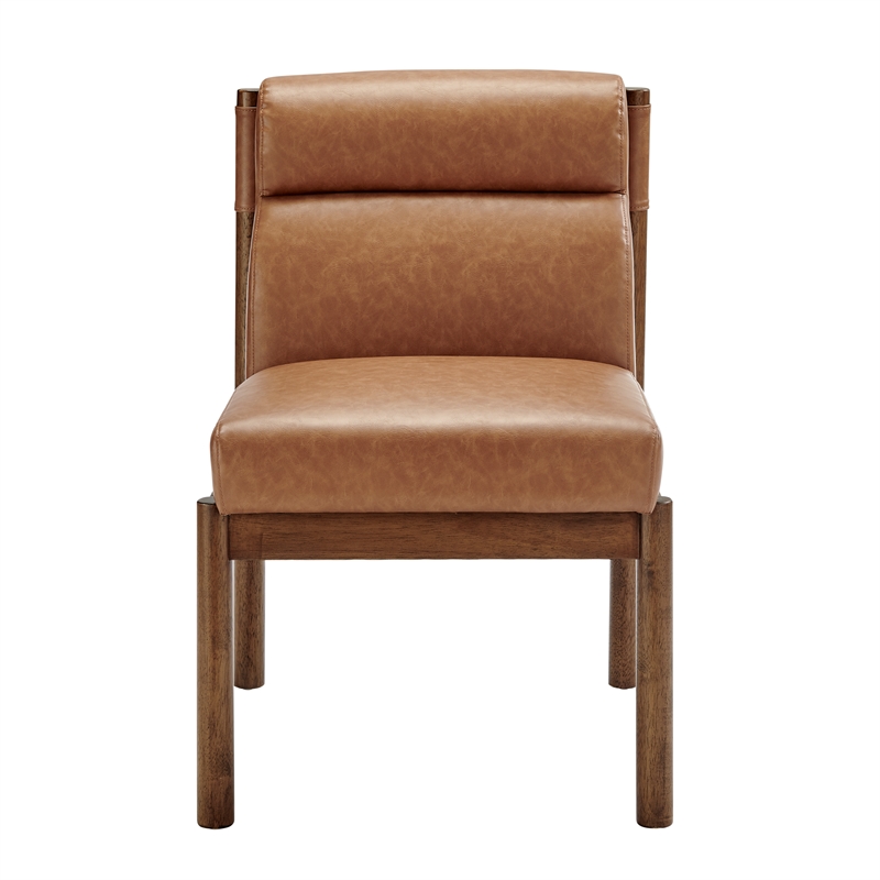 NPD Furniture Micah Faux Leather Dining Side Chair in Vintage Cider