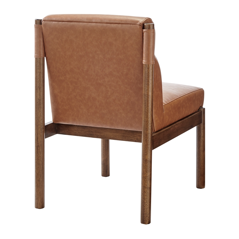 NPD Furniture Micah Faux Leather Dining Side Chair in Vintage Cider