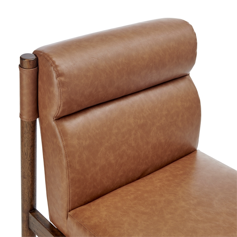 NPD Furniture Micah Faux Leather Dining Side Chair in Vintage Cider