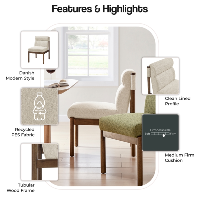 NPD Furniture Micah Fabric Dining Side Chair in Palladian Beige