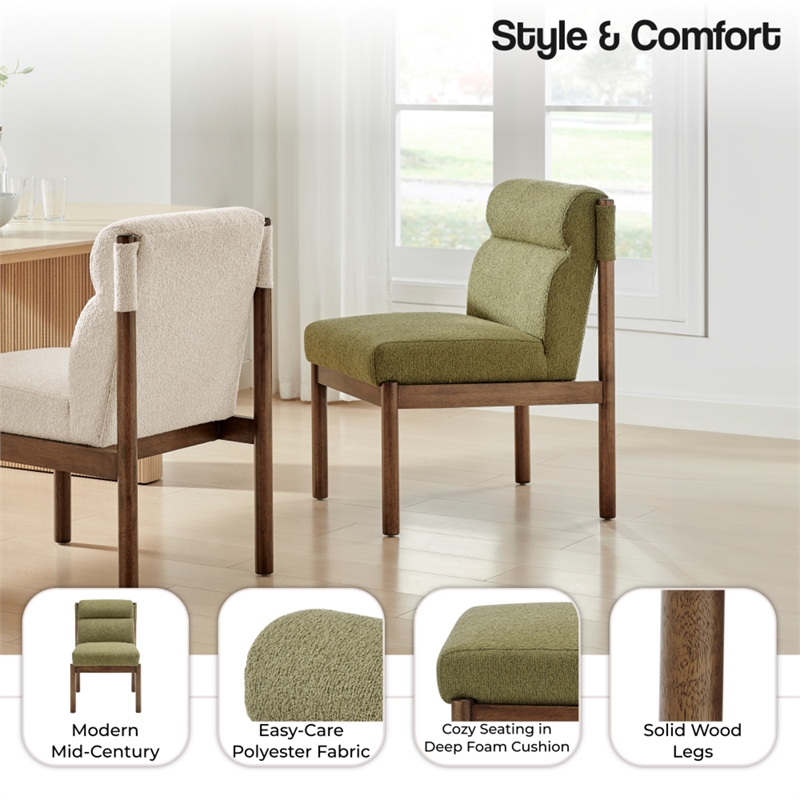 NPD Furniture Micah Fabric Dining Side Chair in Palladian Green