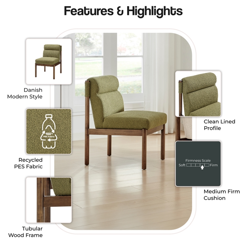NPD Furniture Micah Fabric Dining Side Chair in Palladian Green