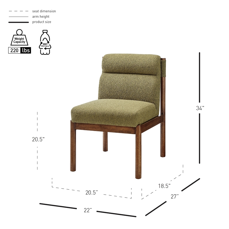 NPD Furniture Micah Fabric Dining Side Chair in Palladian Green