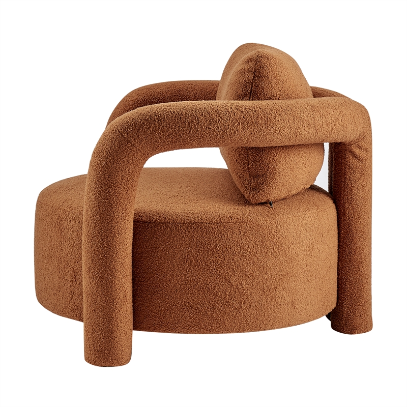 NPD Furniture Maisie Faux Shearling Accent Arm Chair in Wilmont Brown