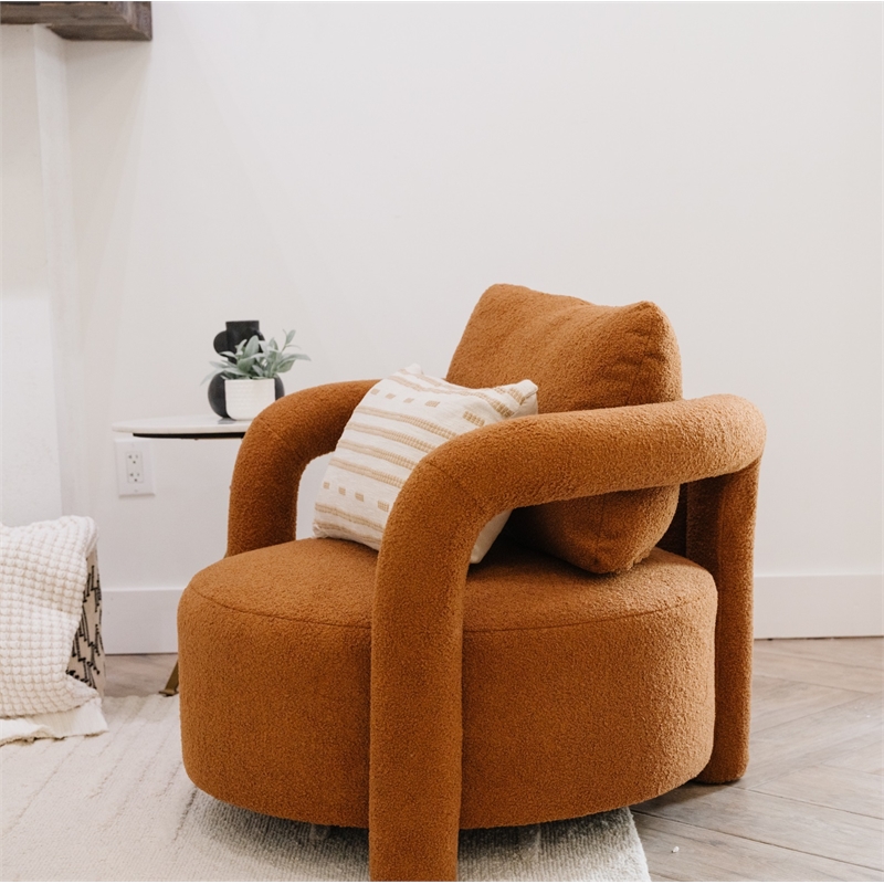 NPD Furniture Maisie Faux Shearling Accent Arm Chair in Wilmont Brown