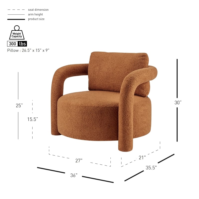 NPD Furniture Maisie Faux Shearling Accent Arm Chair in Wilmont Brown