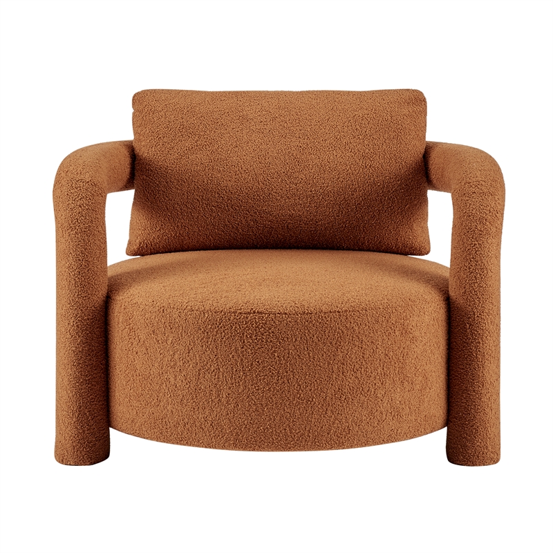 NPD Furniture Maisie Faux Shearling Accent Arm Chair in Wilmont Brown