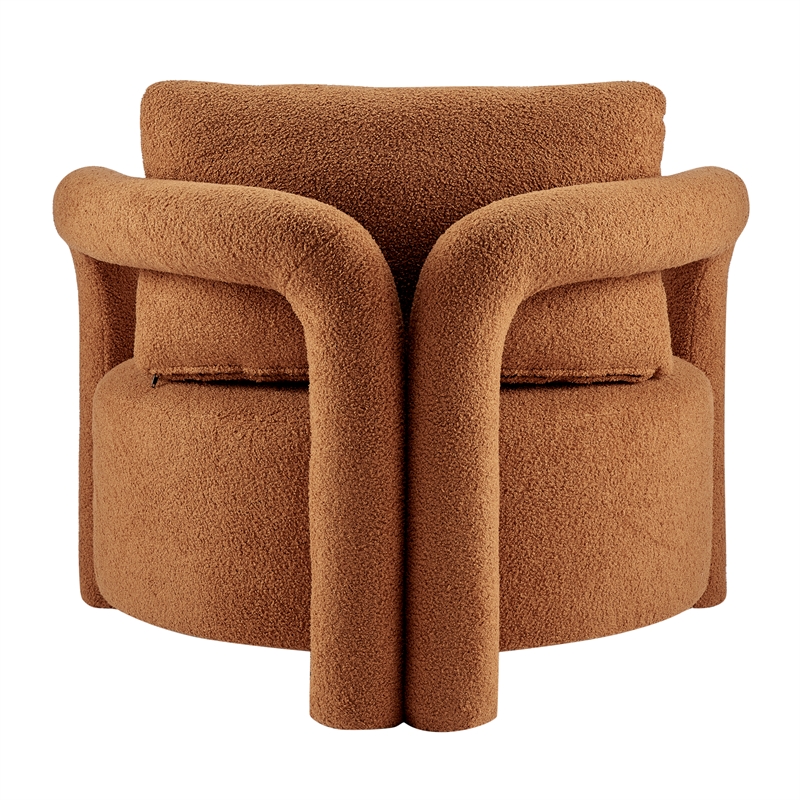 NPD Furniture Maisie Faux Shearling Accent Arm Chair in Wilmont Brown