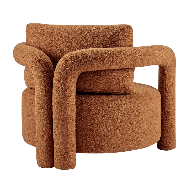 NPD Furniture Maisie Faux Shearling Accent Arm Chair in Wilmont Brown