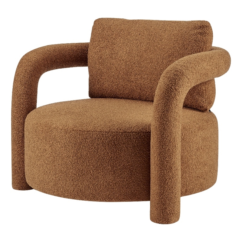 NPD Furniture Maisie Faux Shearling Accent Arm Chair in Wilmont Brown
