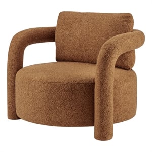 NPD Furniture Maisie Faux Shearling Accent Arm Chair in Wilmont Brown