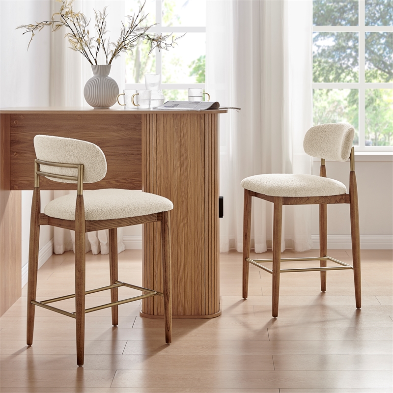 NPD Furniture Verna Fabric Counter Stool in Palladian Beige