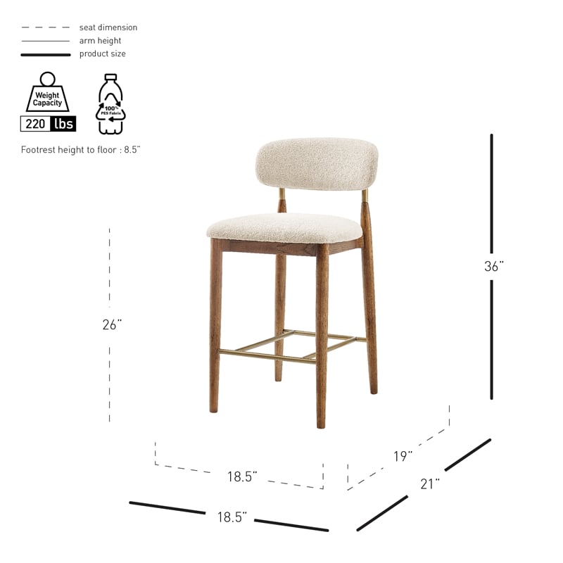 NPD Furniture Verna Fabric Counter Stool in Palladian Beige