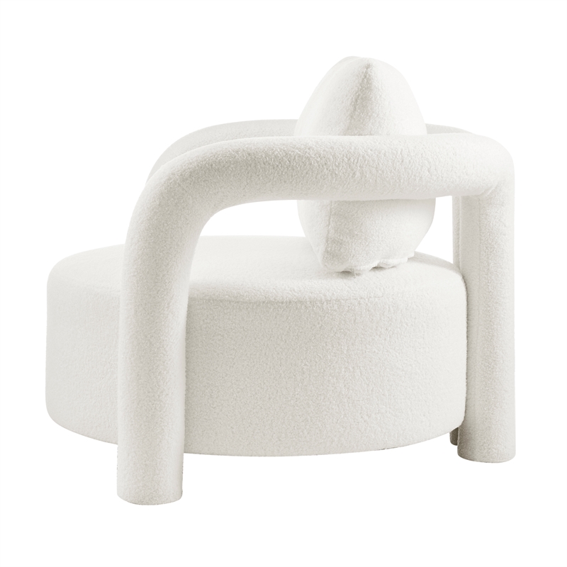 NPD Furniture Maisie Faux Shearling Accent Arm Chair in Wilmont White