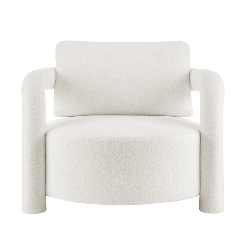 NPD Furniture Maisie Faux Shearling Accent Arm Chair in Wilmont White