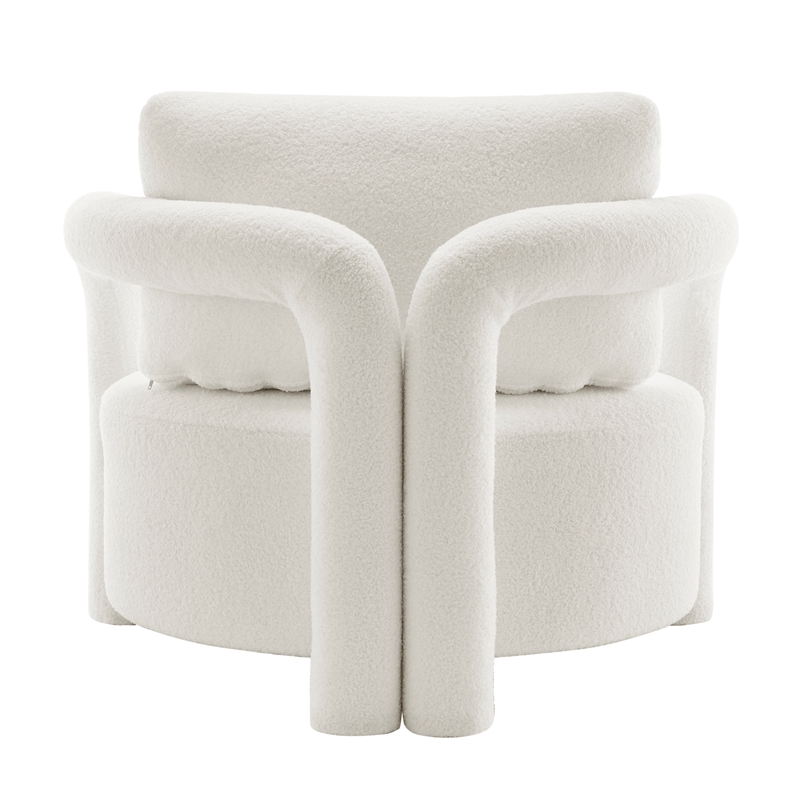 NPD Furniture Maisie Faux Shearling Accent Arm Chair in Wilmont White