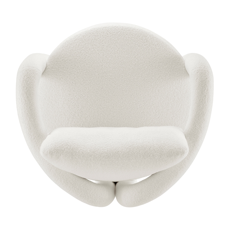 NPD Furniture Maisie Faux Shearling Accent Arm Chair in Wilmont White