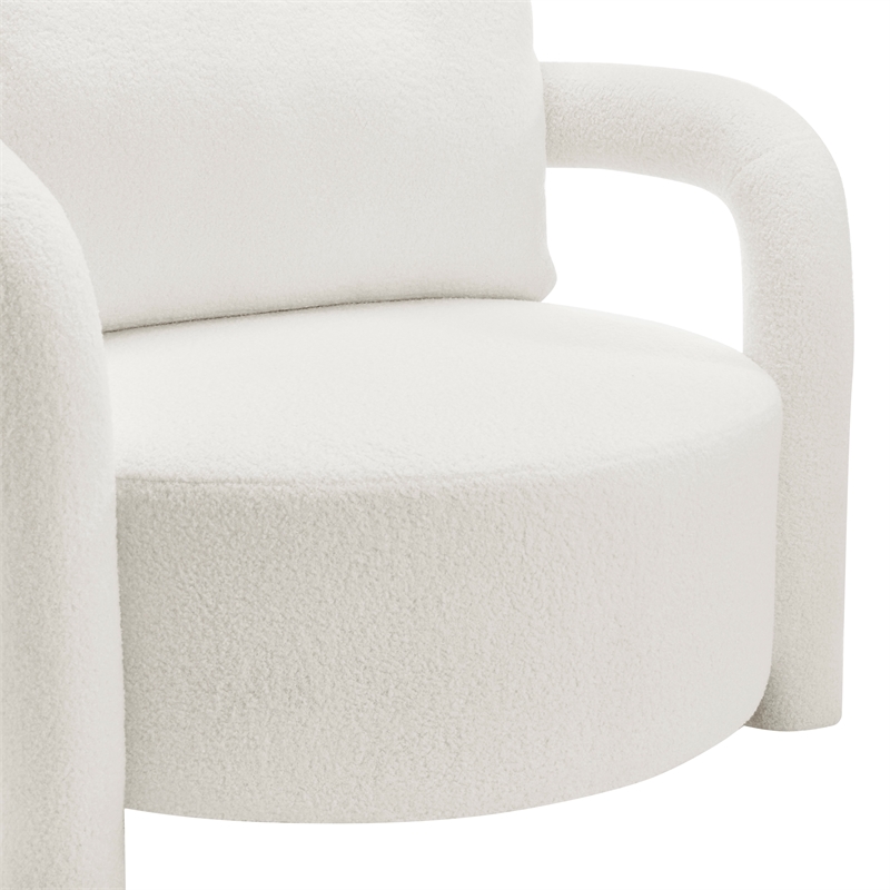 NPD Furniture Maisie Faux Shearling Accent Arm Chair in Wilmont White