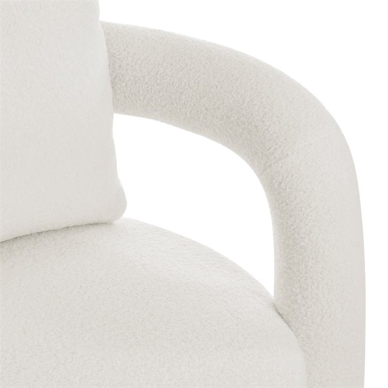 NPD Furniture Maisie Faux Shearling Accent Arm Chair in Wilmont White