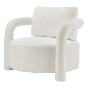 NPD Furniture Maisie Faux Shearling Accent Arm Chair in Wilmont White