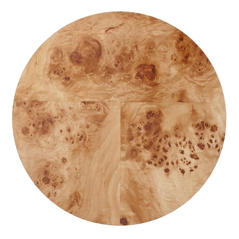 NPD Furniture Arsenio Burl Wood Round Side/End Table in Natural Burl