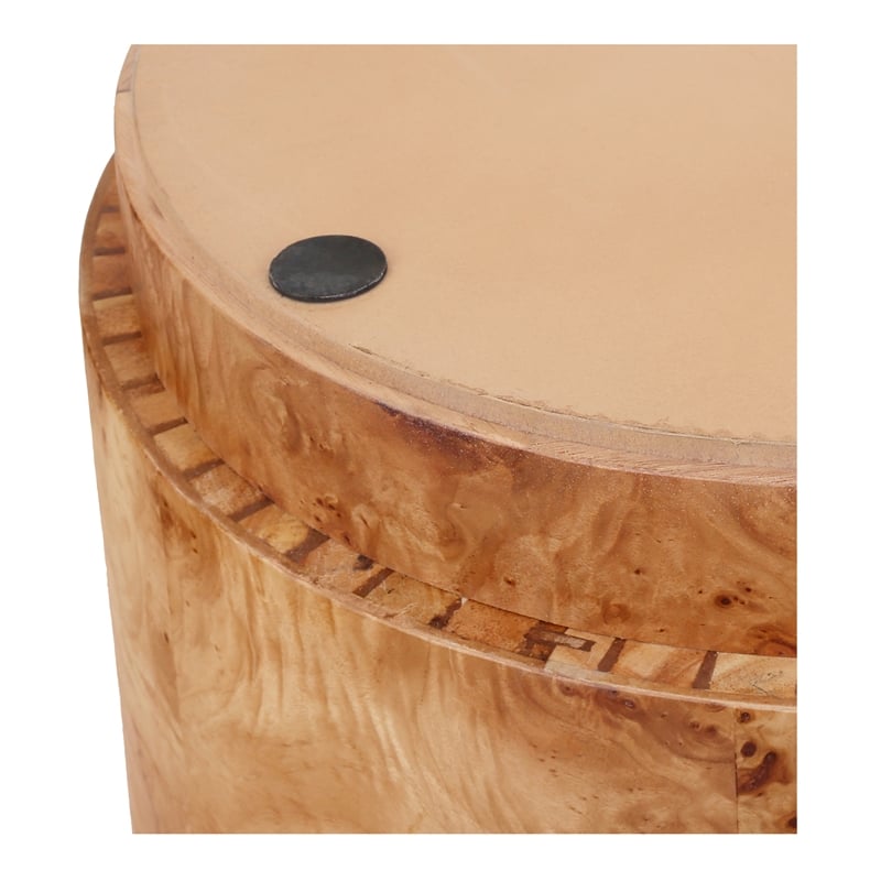 NPD Furniture Arsenio Burl Wood Round Side/End Table in Natural Burl