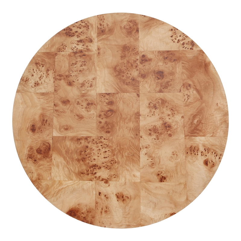 NPD Furniture Arsenio Burl Wood Round Coffee Table in Natural Burl