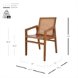 New Pacific Direct Davina Teak Dining Side Arm Chair in Java Brown